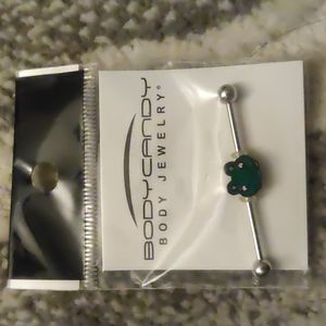 Green frog industrial earring